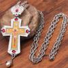 Men's Necklace Christian Orthodox Crucifix Jesus Russian Cross Prayer Big Pendant Necklace Russia Jewelry Pastor Collar