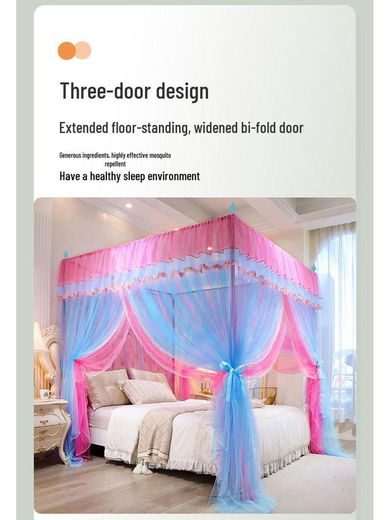 Three-Door Princess Style Thickened Mosquito Net for Single/Double Bed