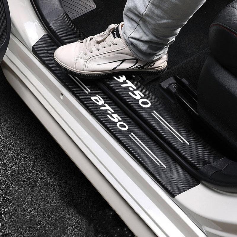 AAFD1 For Mazda BT50 BT-50 Emblem Carbon Fiber Car Door Threshold Sticker Auto Trunk Protective Strip car Accessories
