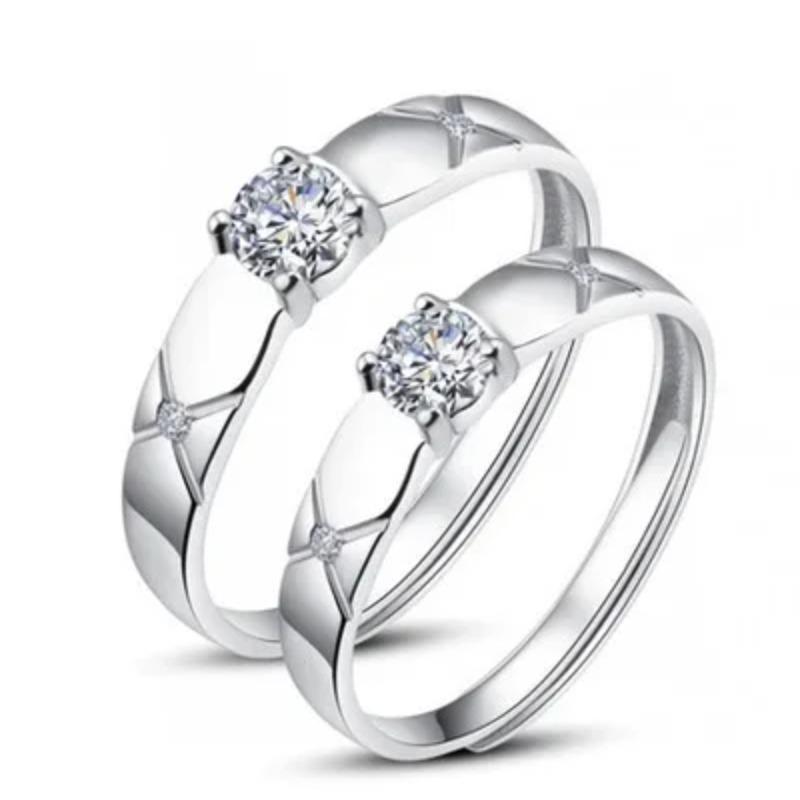 Fashion Exquisite Silver Color Pair Rings for Women Men Adjustable Couple Engagement Wedding Gift Jewelry Accessoires
