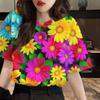 Women's clothing floral pattern top printed T-shirt short sleeved casual T-shirt street wear women's oversized