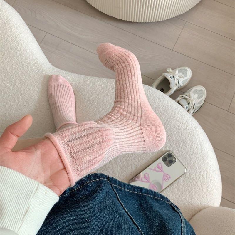 Female Spring and Summer Thin Ballet Style Show Thin Tube Pile Socks