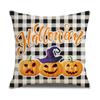 New Black and White Plaid Printed Halloween Pillowcase Orange Pumpkin Pillowcase Cushion