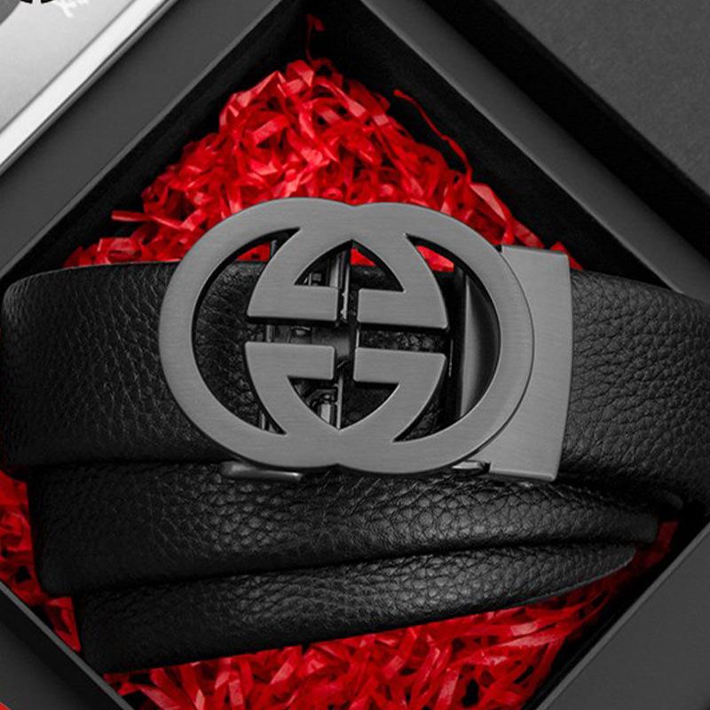 

Ремень из коровьей кожи с рисунком личи, повседневный деловой ремень из сплава с автоматической пряжкой, простой ремень с буквами 130cm