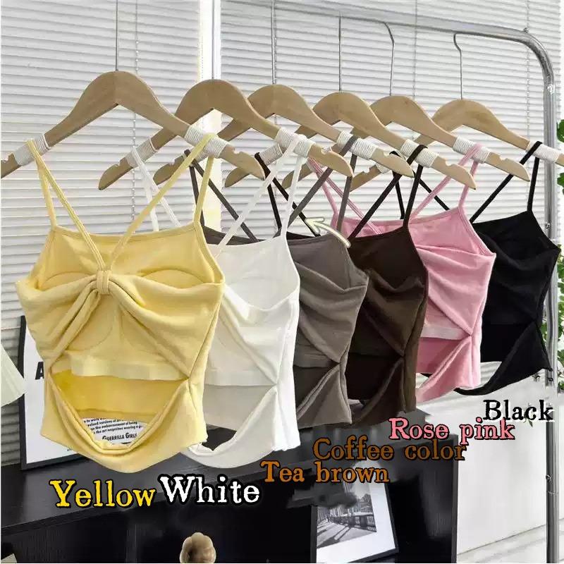 Spice Girl with Chest Pad, Beautiful Back, Chest Wrap, Hollow Bow, Cross Halter, Sling Vest, Short Bottom Top