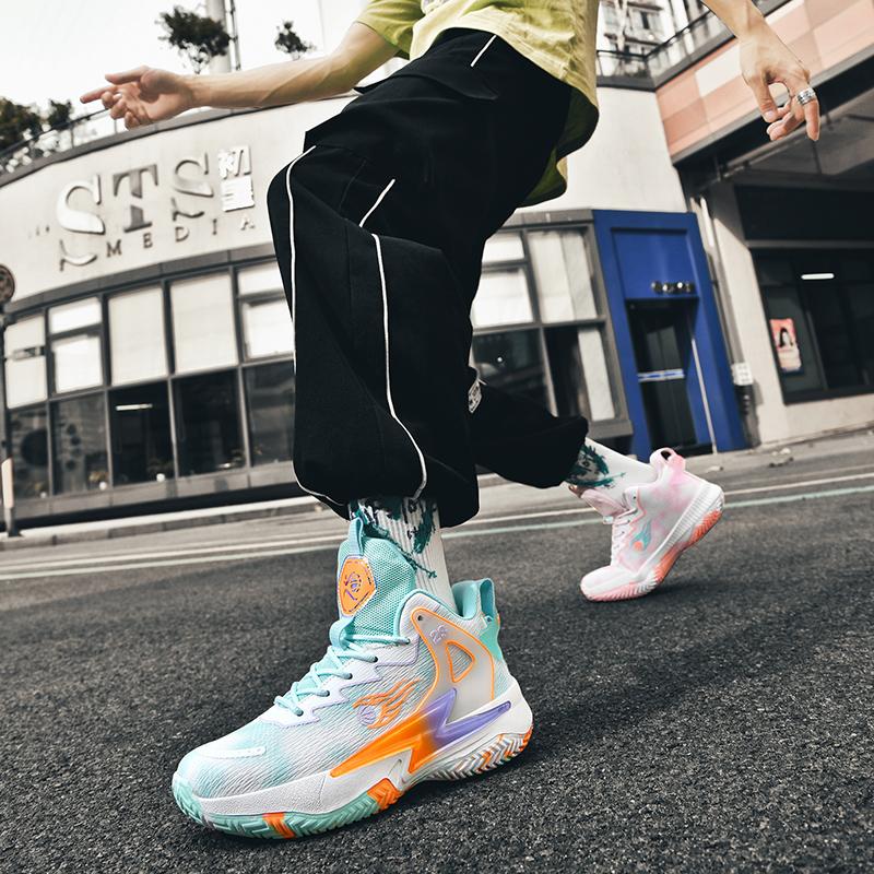 New breathable mandarin duck cushioned rebound basketball shoes male youth students wear actual combat sports shoes