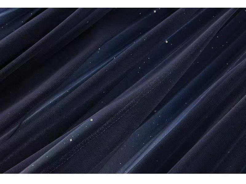 Women's Starry Sky Pleated Mesh Skirt - Stylish Autumn/Winter 2025