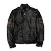 Men Genuine Leather Jacket Heavyweight Cowhide Biker Coat Stand Collar Stylish Casual Outerwear with Armor Pockets