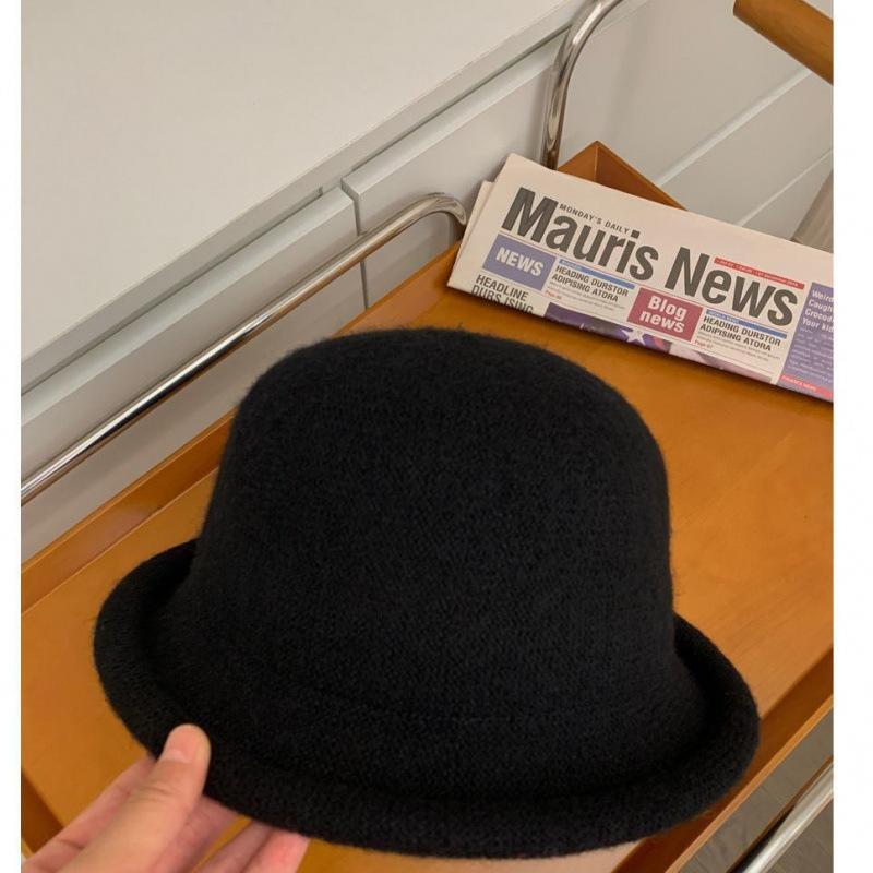 Fashion knitted curled dome top hat women's autumn and winter fashion big head circumference fisherman hat children's basin hat