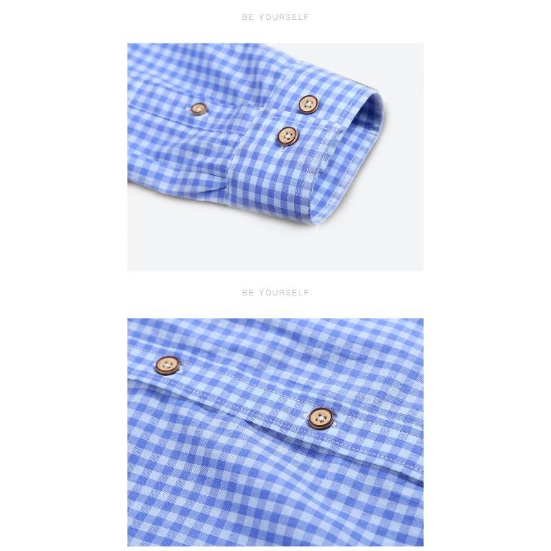 Cel mai vândut transfrontalier Cămașă cu mânecă lungă în carouri 100% bumbac pentru bărbați, Cămașă casual clasică cu nasturi, model Gingham Vichy