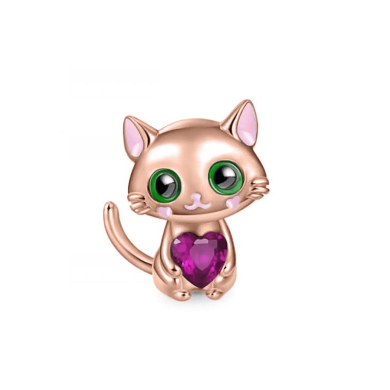 Europe New copper plate Cute Animal Charm Cat Bead Pendant Ideal For Authentic Bracelets Women Do It Yourself Jewellery Accessories Gift
