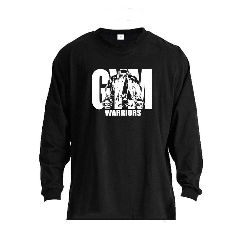 Мужская футболка Muscleguys для тренировок и фитнеса свободная спортивная футболка с длинными рукавами и принтом букв M чёрный 1366₽