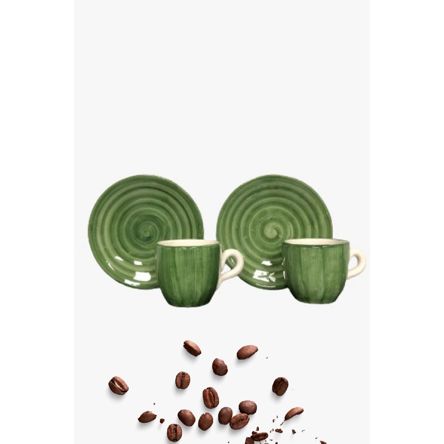 

2 зеленые кофейные чашки ручной работы - чашка - кружка - стекло жёлтый