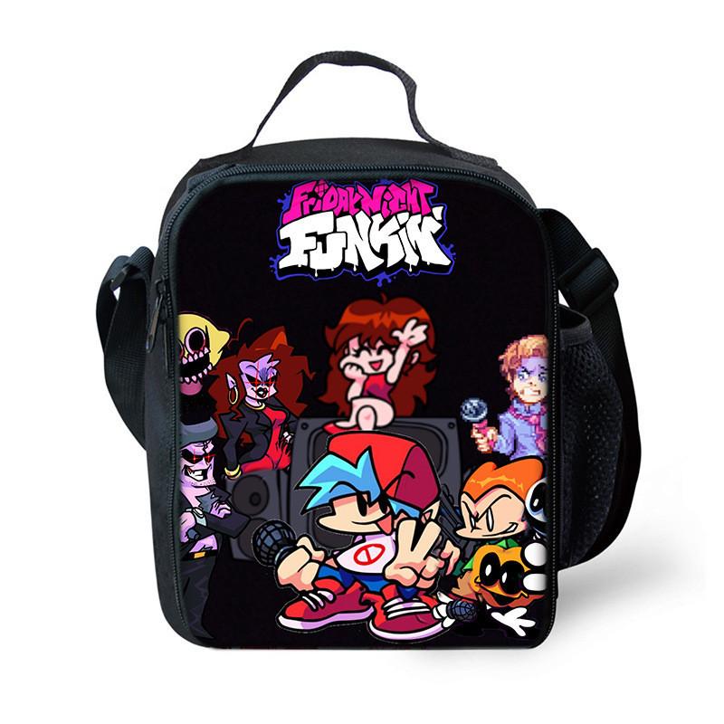 Funkin Night Friday Fnf Lunch Bags Thermal School Handbag For Kids Single Strap