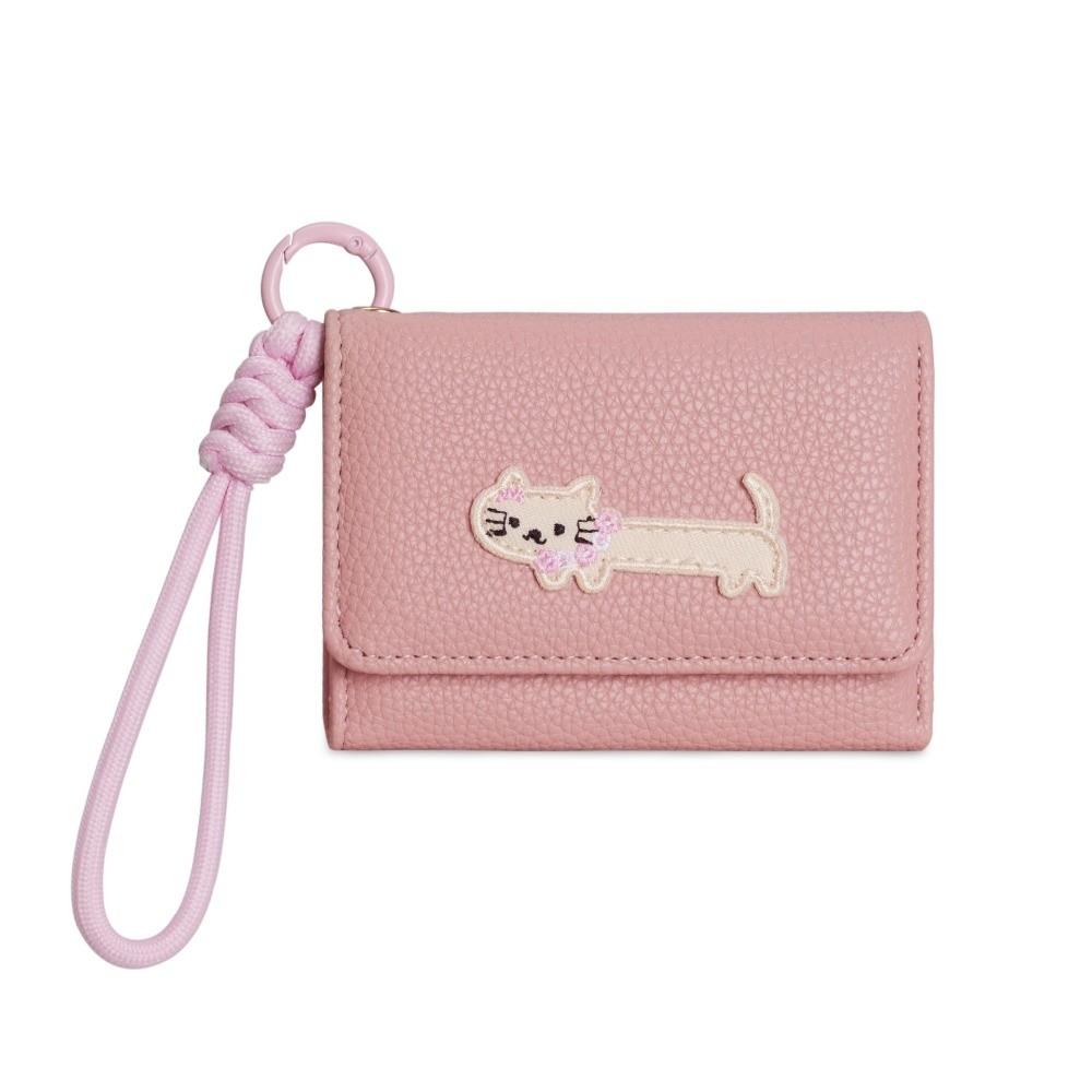 

Милый мультяшный кошелек для денег с котиком Каваий студенческий кошелек для монет Женский трехскладной кошелек Визитница розовый