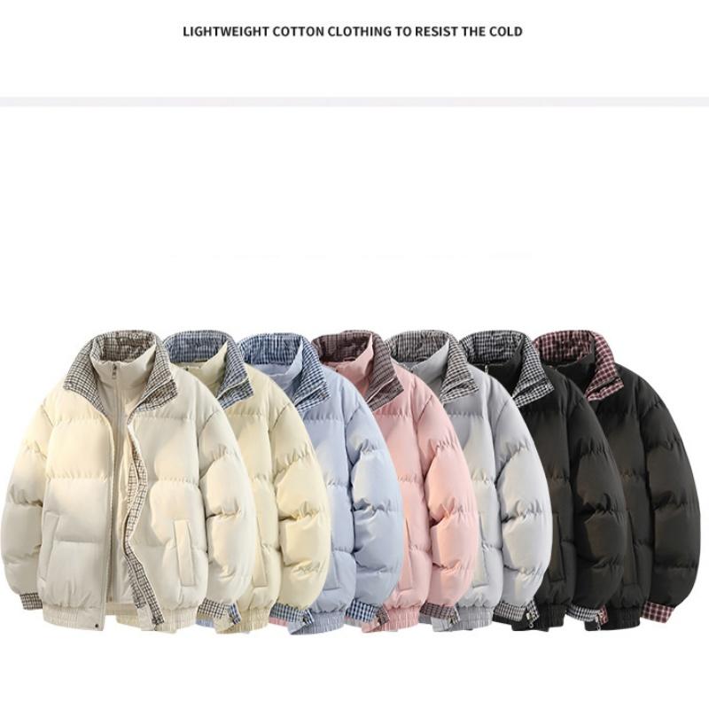 Men Autumn Winter Warm Stand Collar Fake Two Pieces Cotton Padded Jacket Men Women Youthful Popular Cotton Coat Male Outerwear