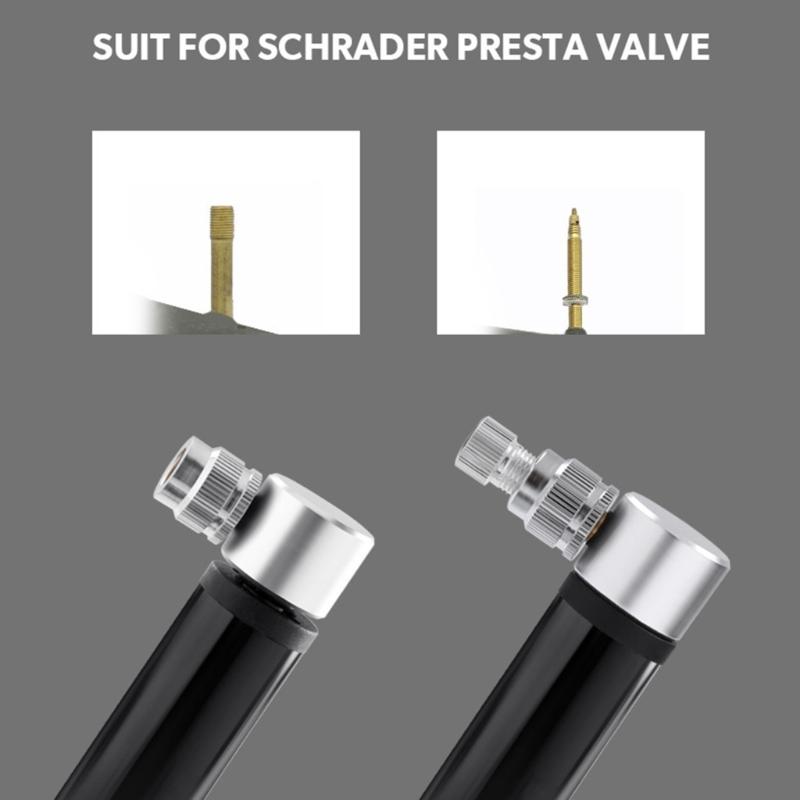 Aluminum-Alloy Mini Bike Tire Pump Portable 120PSI Bicycles Pump Balls Pump with Needle Fits Presta and Schrader Valves