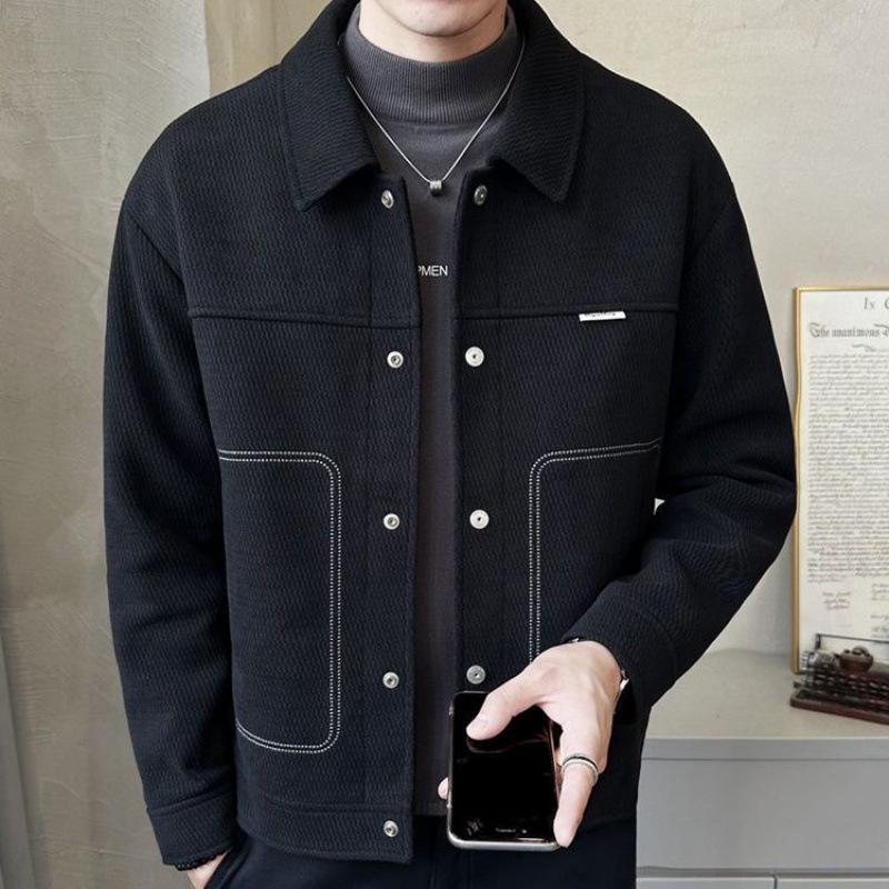 Men's Jackets Spring and Autumn New Trendy Thickened Lapels Casual Men's Tops Young People's Jackets