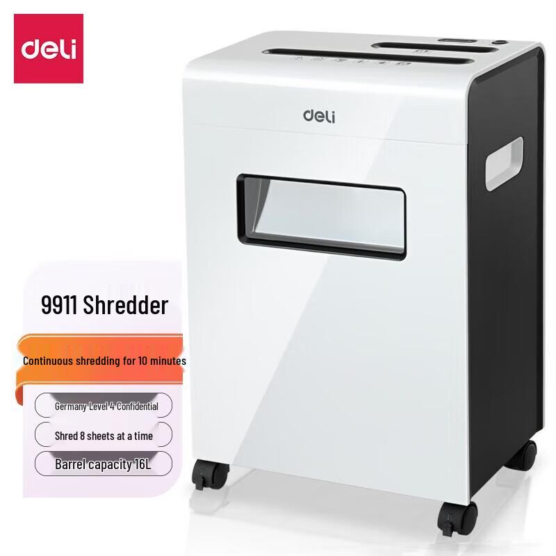 

Deli 9911 Commercial Particle Cut Shredder, 8-Sheet, 16L