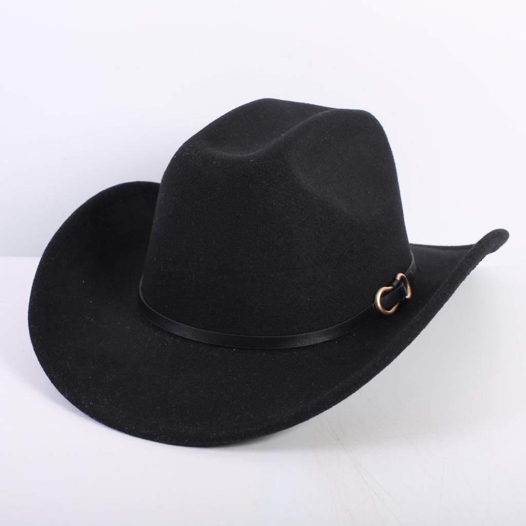 Popular European and American Fashion OL Style One-word Cowboy Hat Men's and Women's High-end Top Hat Jazz Hat Felt Hat