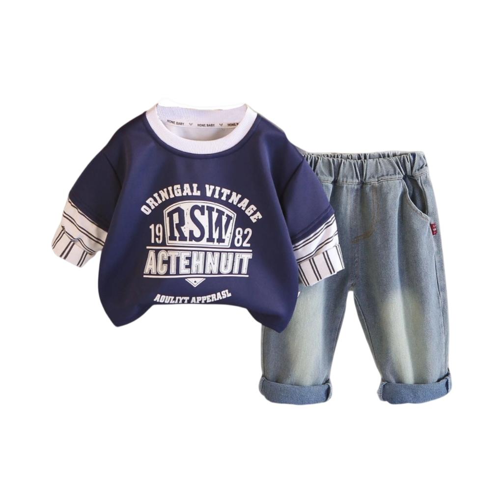 Kids Casual Long-Sleeve Set, Comfortable Daily Wear Outfits