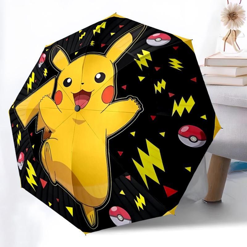 1pc Pikachu, Pokémon Automatic Cute Umbrella 8-Bone Design Compact Gear for Outdoor Travel, Perfect Helloween Chrismas Gift for Friends or Family yy25