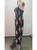 2026 Sommer Damen Jumpsuit mit Aufdruck, Trägern, Tasche, gerafftem Oberteil und weitem Bein