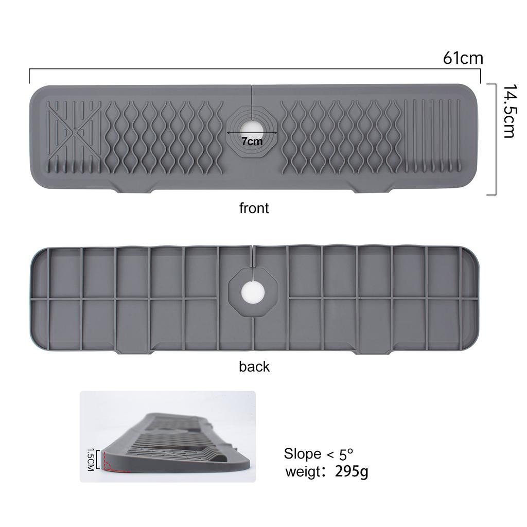Kitchen Sink Splash Guard, Faucet Mat Splash Catcher, Handle Drip Catcher Tray, Multipurpose for Kitchen Dish Drying Mats Sponge