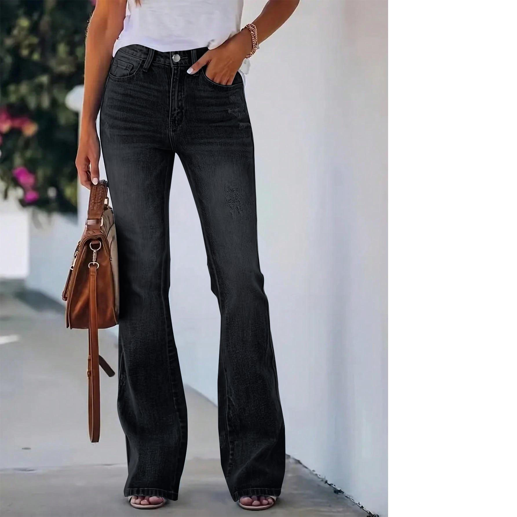Four Seasons High-waisted Jeans Flared Pants Stretch Jeans Women s Stretch Trousers XL