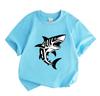 Kids Boys Girls 100% Cotton Crew Neck Short Sleeve T-Shirt, Cool Tribal Style Great White Shark Print Casual Summer Tees for Little Children Daily Wea