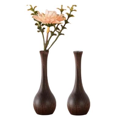 Mini Vaso de Madeira para Flores Secas Difusor de Aromaterapia de Noz Natural Pequeno Vaso Decorativo Vintage para Mesa Prateleira Decoração de Casa
