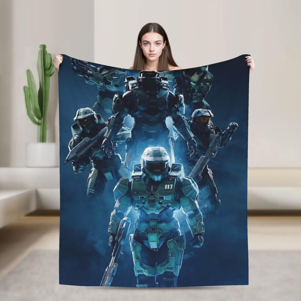 Game H-Halo I-Infinite Warm Soft Blanket Camping Plush Throw Blanket Street Trend Bedroom Flannel Bedspread Sofa Bed Cover