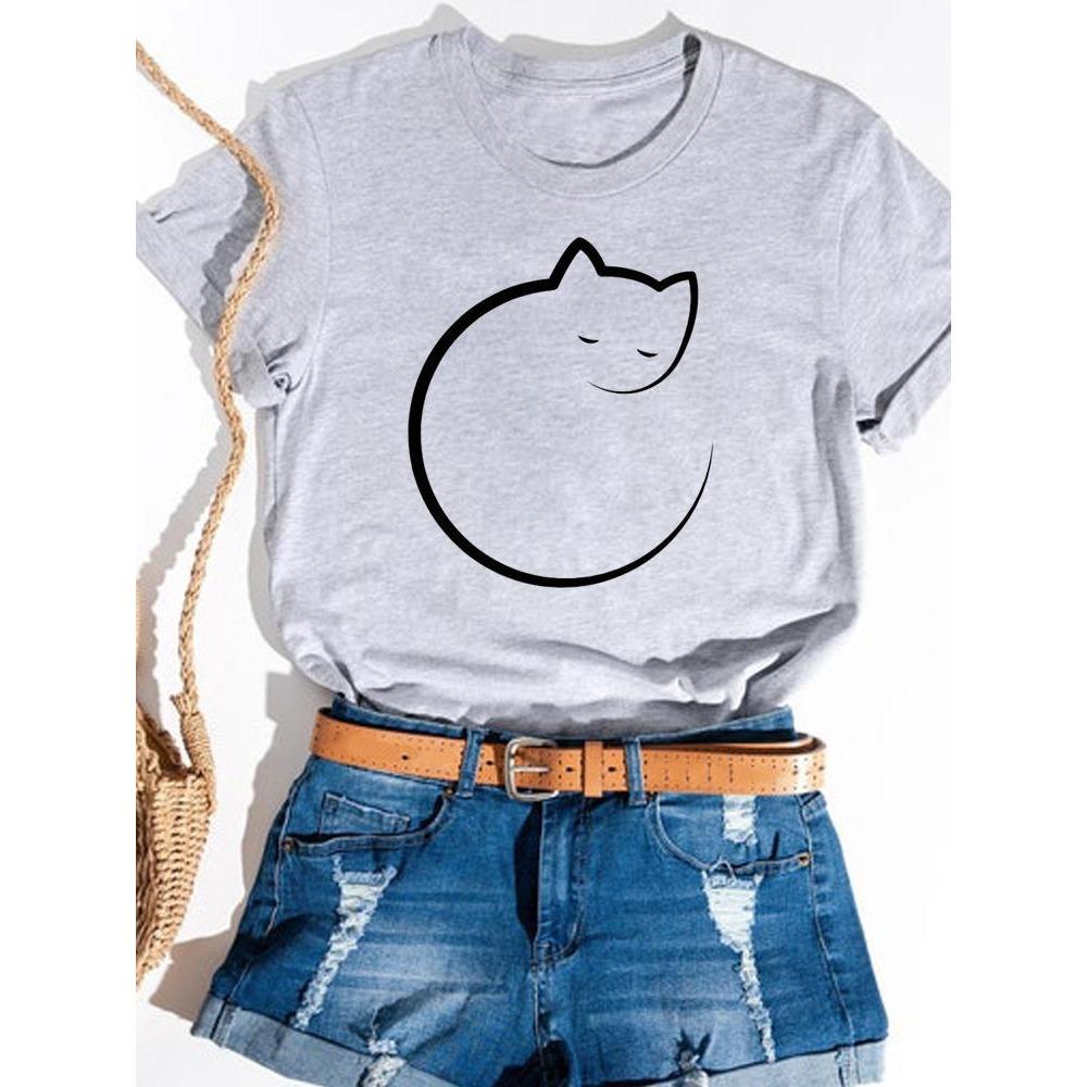 Print Print T-shirt Basic Summer  Women's Fashion Crew-neck Trend Ins All-match