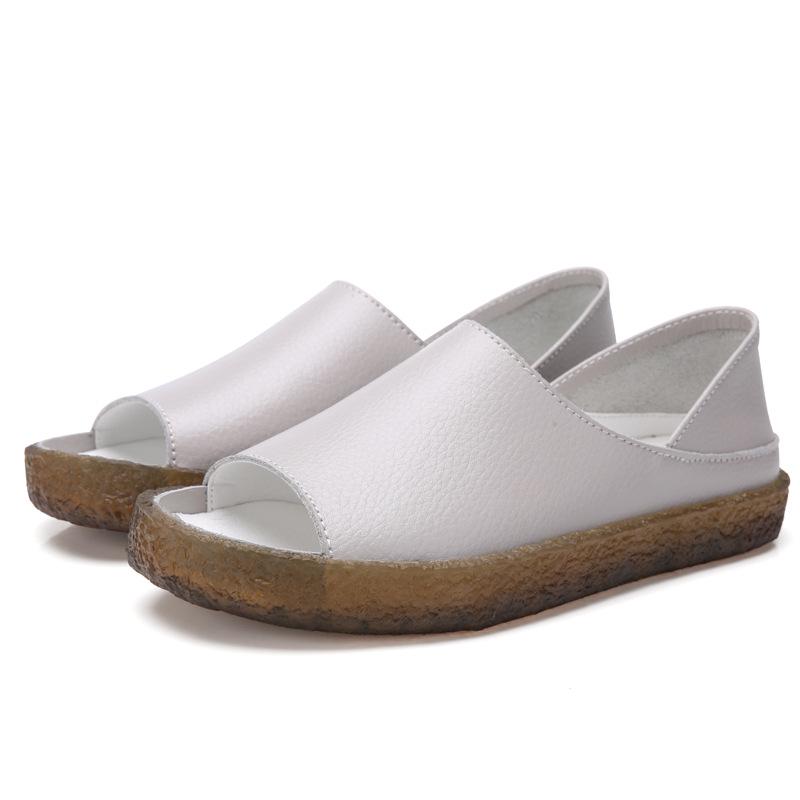 Genuine Leather Women's Korean Style Slip-On Shoes for Students, Expectant Mothers, and Mothers