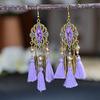 Boho Vintage Crystal Beads Drop Dangle Earrings For Women Handmade Leaf Tassel Geometric Hollow Antique Gold Color Jewelry Gift