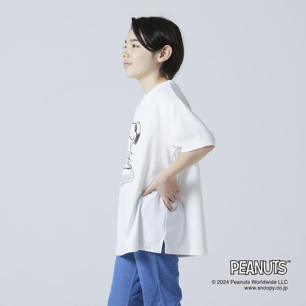PEANUTS Recycled Polyester Marshmallow White [Mizuno] T-Shirt, Parent-Child Coordination, Snoopy, (B2MABY05)