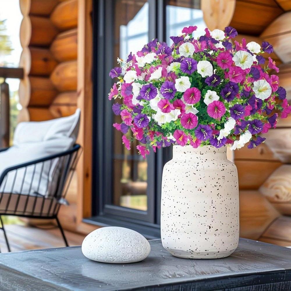 Plastic Artificial Morning Glory Flowers UV Resistant Fake Plants Artificial Greenery  Outdoor