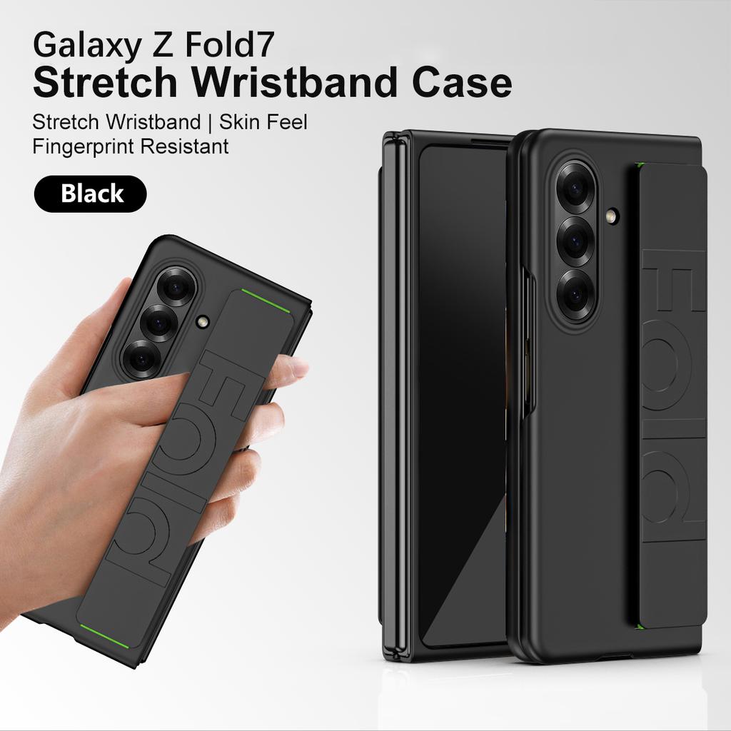 Luxury Soft Silicone Wrist Strap Bracket Phone Case For Samsung Galaxy Z Fold 7 6 5 4 3 2 Ultra Thin Matte Hard Protection Cover