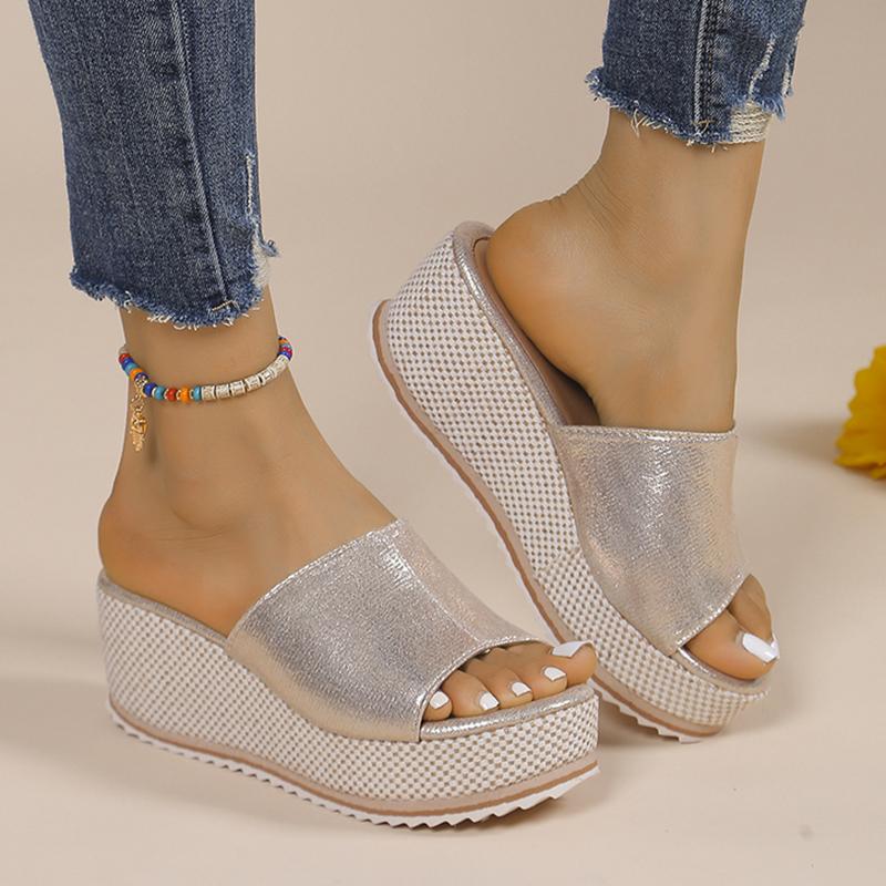 Fashion 2025 Summer Chunky Platform Slippers for Women Pu Leather Wedges High Heel Sandals Woman Plus Size 36-43 Beach Sandles Female