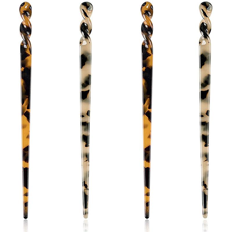 Simple One Word Long Plate Hairpin Vintage Flower Bud Hair Insert Ancient Hanfu Chopsticks Hairpin Fashion Acetate Hair Sticks