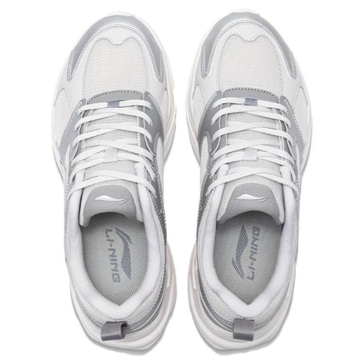 Li Ning Pulse Fashion Comfortable Shock Absorbing Non-Slip Increased Height Low-Top Dad Shoes Men sneaker Silver Gray AGCV145-2
