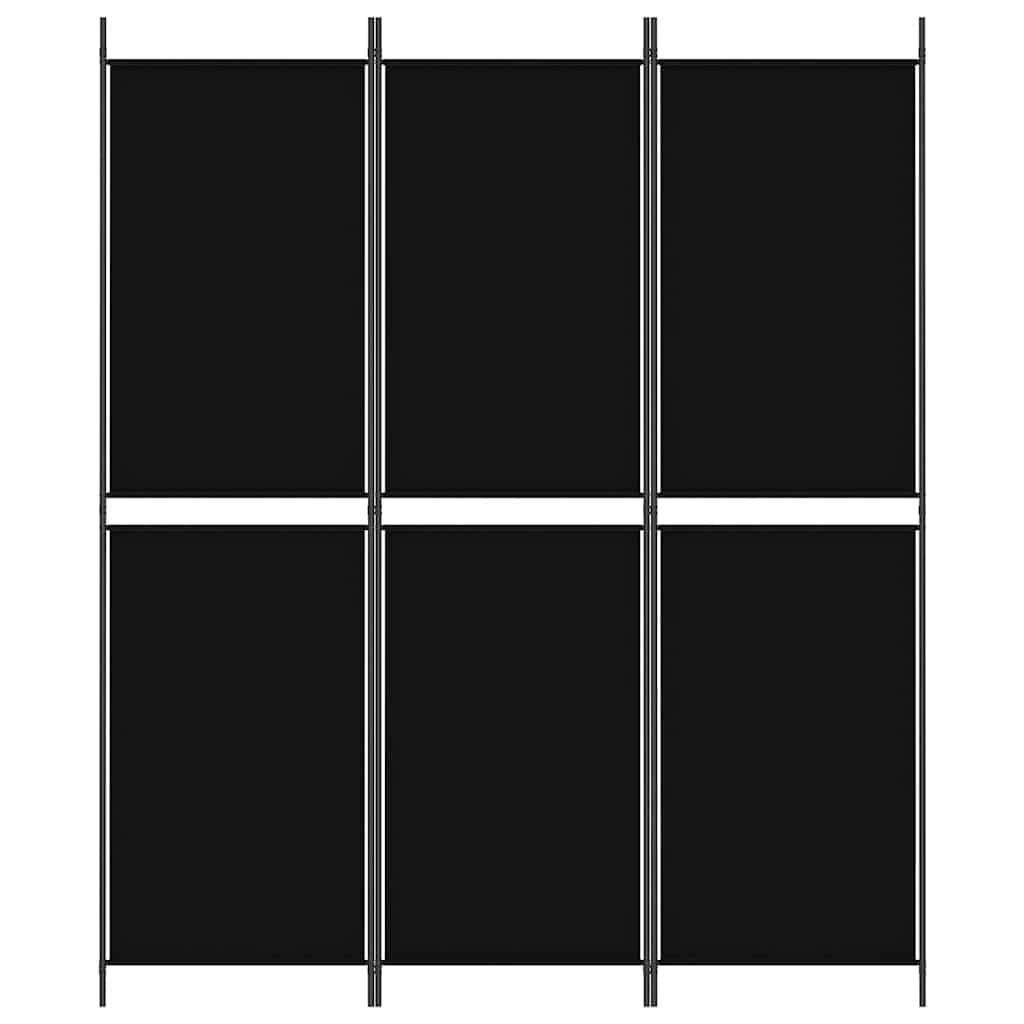 3 Piece Black Folding Screen 150 x 180 cm Fabric