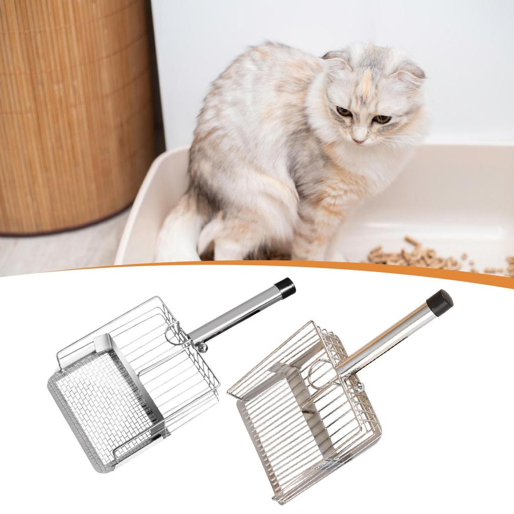 Cat Litter Scoop Scooper Metal for Most Litter Box Pet Accessories Easy to Clean Efficient Stainless Steel Lifter Sifting