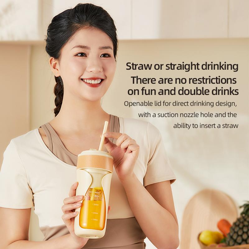 Nieuwe 450ML Draagbare Elektrische Fruitpersen met Rietje voor Thuisgebruik, USB Oplaadbare Smoothie Maker Blender Machine Rietjesbeker Blender Fles