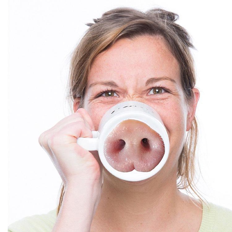 Creative Funny Pig Nose & Dog Nose Prank Ceramic Mug Pig Nose