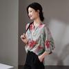 SOFSIL Women's Printed 100% Silk Short Sleeve Blouse