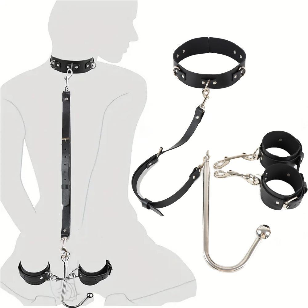 Metal Anal Hook & Slave Collar Set – Forced Bondage Kit for Master/Slave Obedience Games
