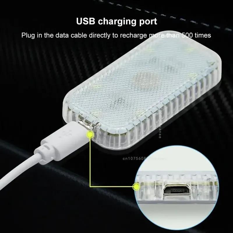 LED Car Mini Touch Light USB Charging Portable Auto Roof Ceiling Reading Night  Lamp Wireless Magnetic Decoration Ambinet Light