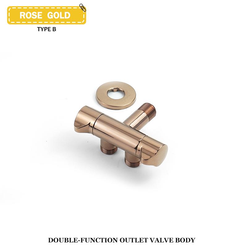 Brass Black Angle Valve Wall-Mounted Single And Double Outlet Valve External Thread G1/2 Stop Valve Bathroom Kitchen Accessories