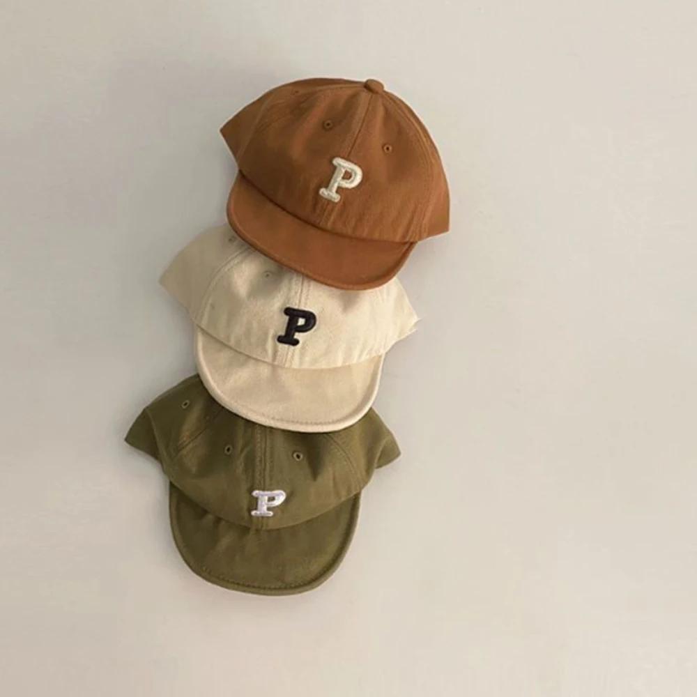 Baby Hat Spring and Fall Soft Brim Korean P Letters Embroidered Foreign Atmosphere Duck Tongue Hat Infant Baby Ins Baseball Cap